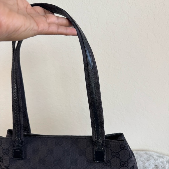 Gucci Gg Canvas / Denim Double Pocket Tote- Black  P0070 - Picture 12 of 14